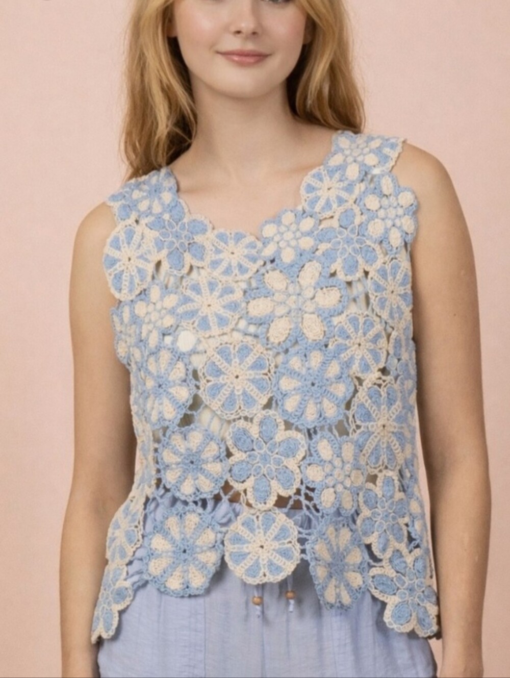 NWT Very J Sleeveless Crochet Top Tank Size S/M